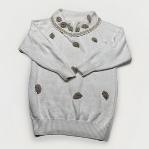 Victoria Harbour Womens L Sweater Cotton Cream Beaded Cottagecore 90s Vintage